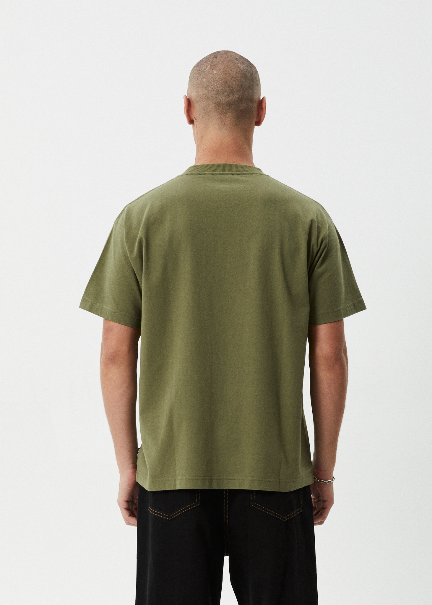 AFENDS Mens Genesis - Heavyweight Boxy Tee - Military