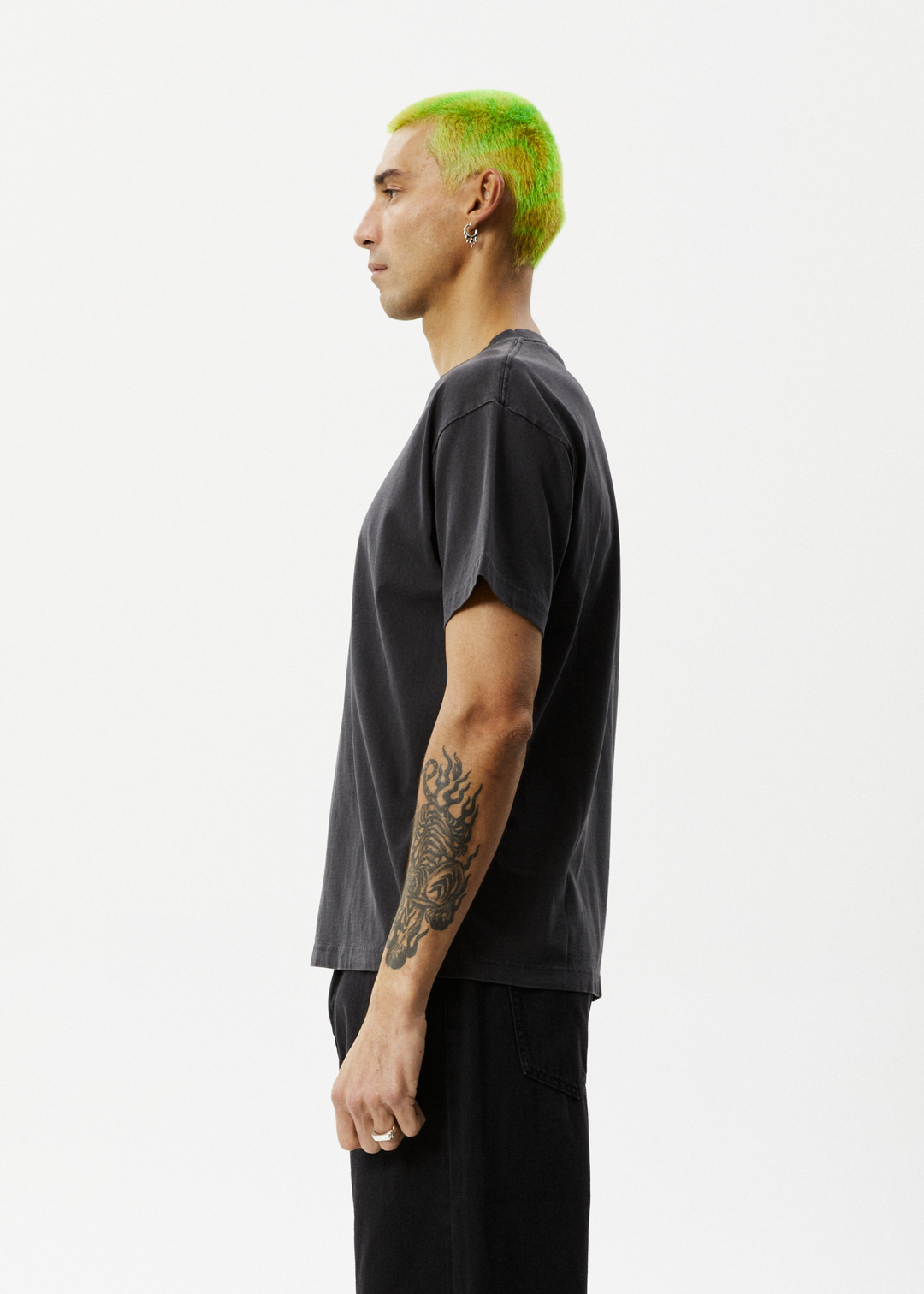 AFENDS Mens Genesis - Heavy Boxy Tee - Stone Black 