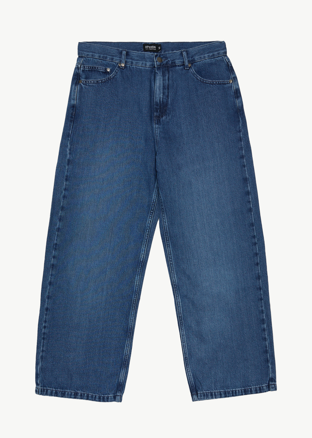 AFENDS Mens Pablo - Denim Baggy Jeans - Authentic Blue 