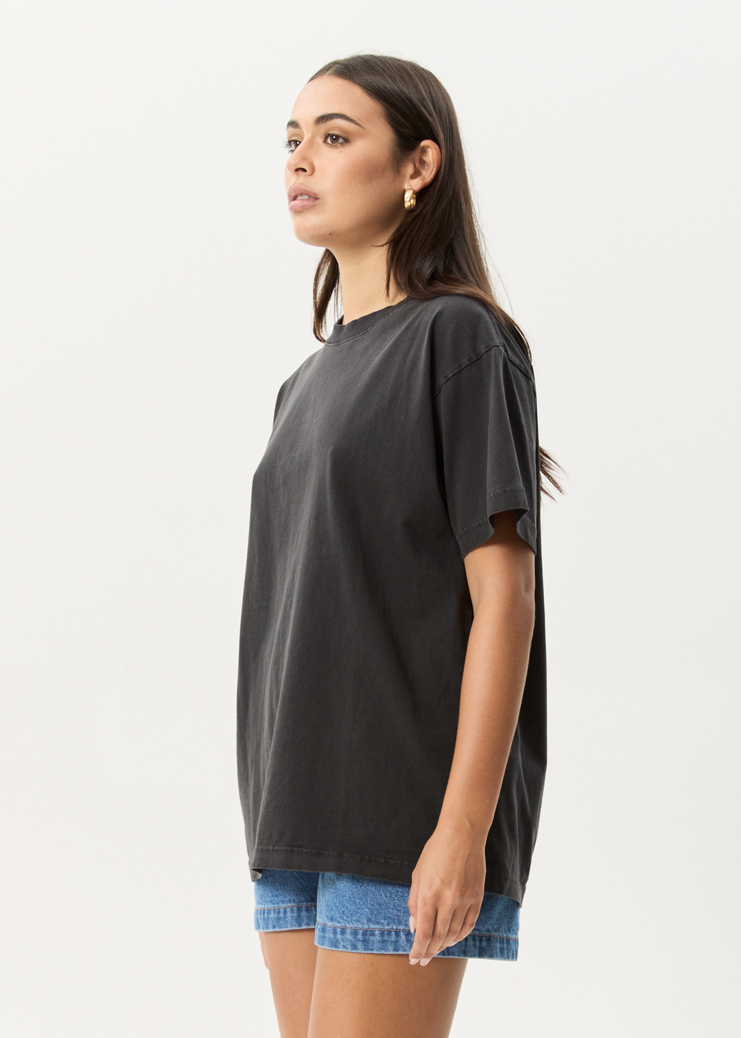 AFENDS Mens Genesis - Heavy Boxy Tee - Stone Black