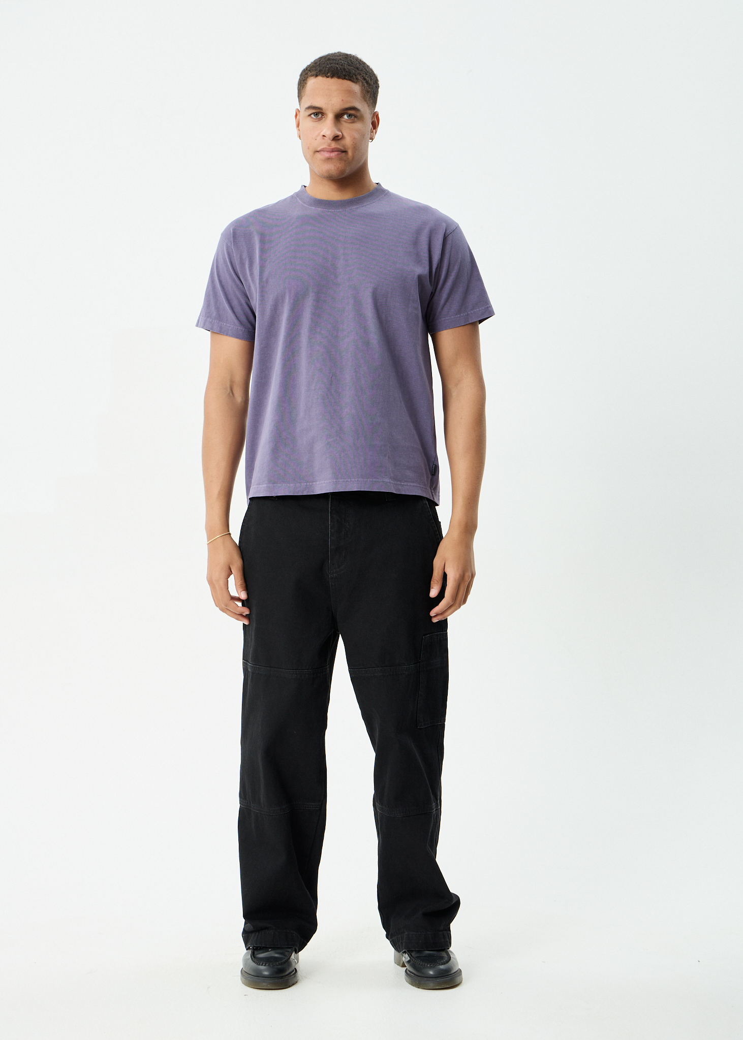 AFENDS Mens Genesis - Heavyweight Boxy Tee - Vintage Aubergine
