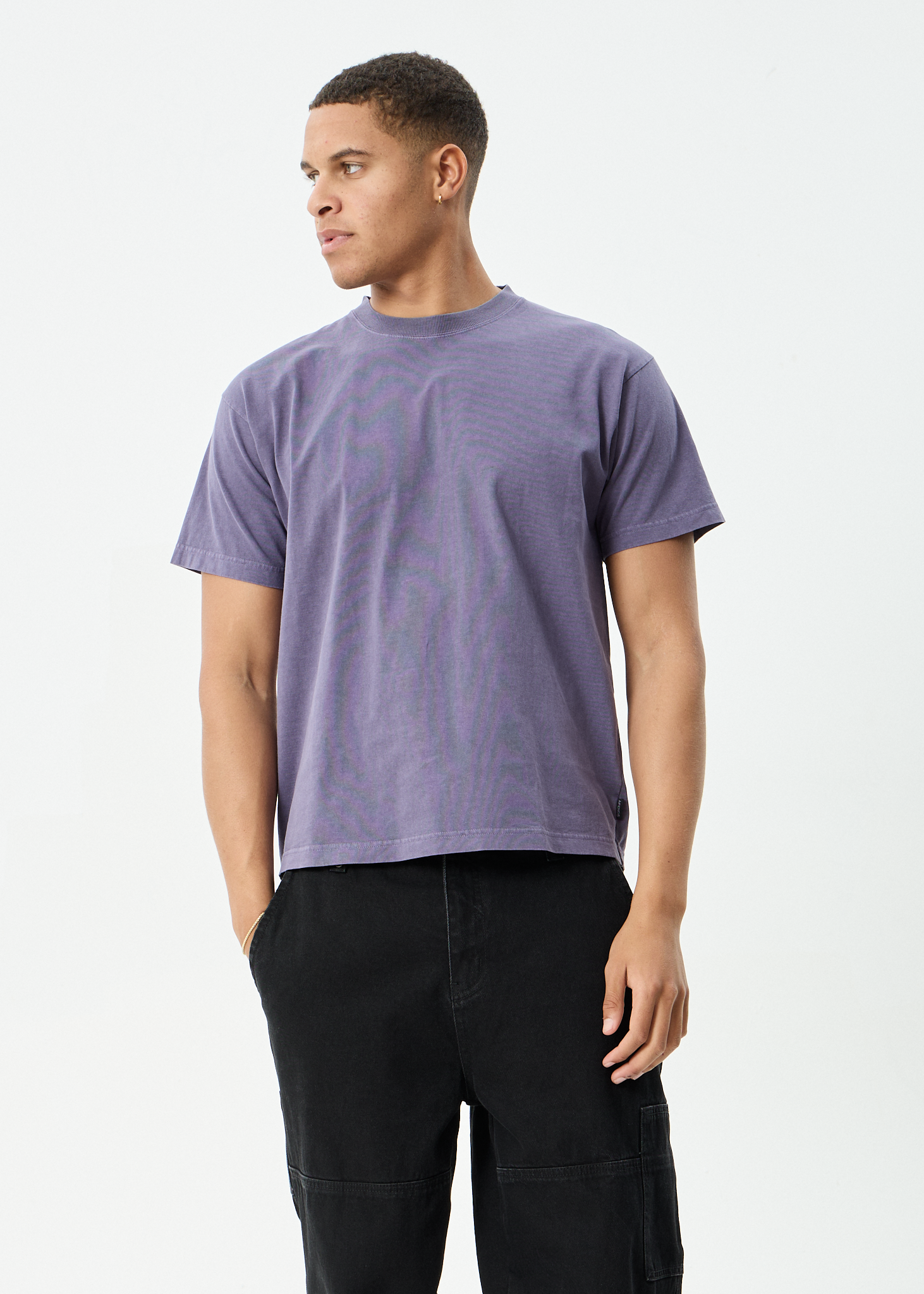 AFENDS Mens Genesis - Heavyweight Boxy Tee - Vintage Aubergine
