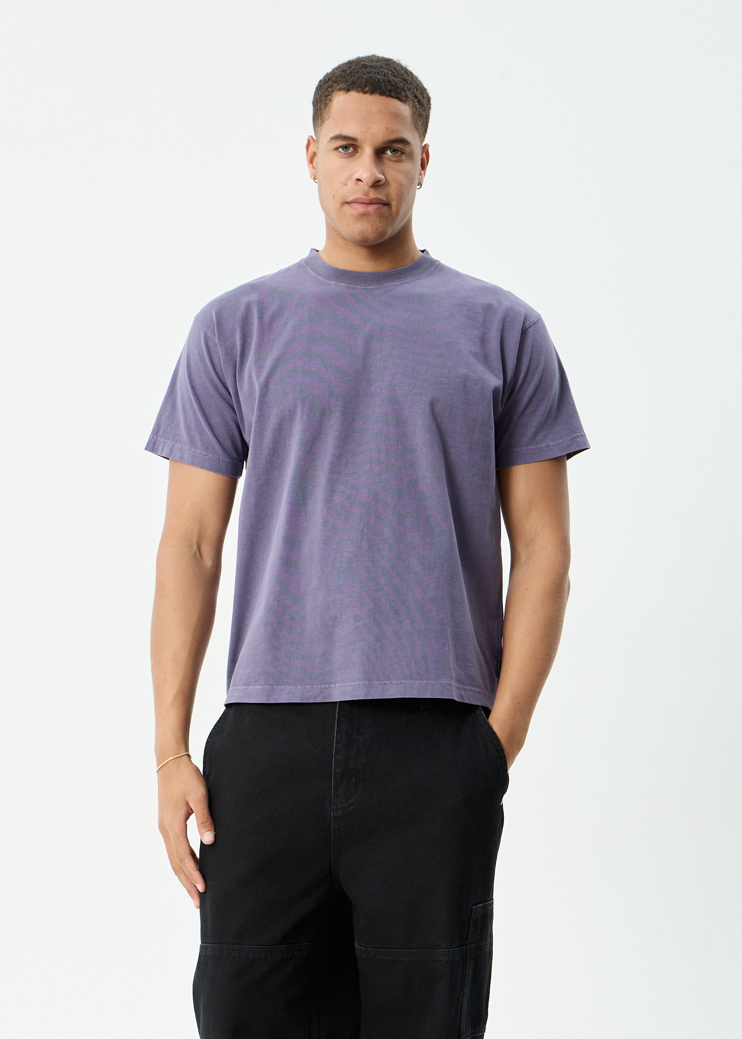 AFENDS Mens Genesis - Heavyweight Boxy Tee - Vintage Aubergine