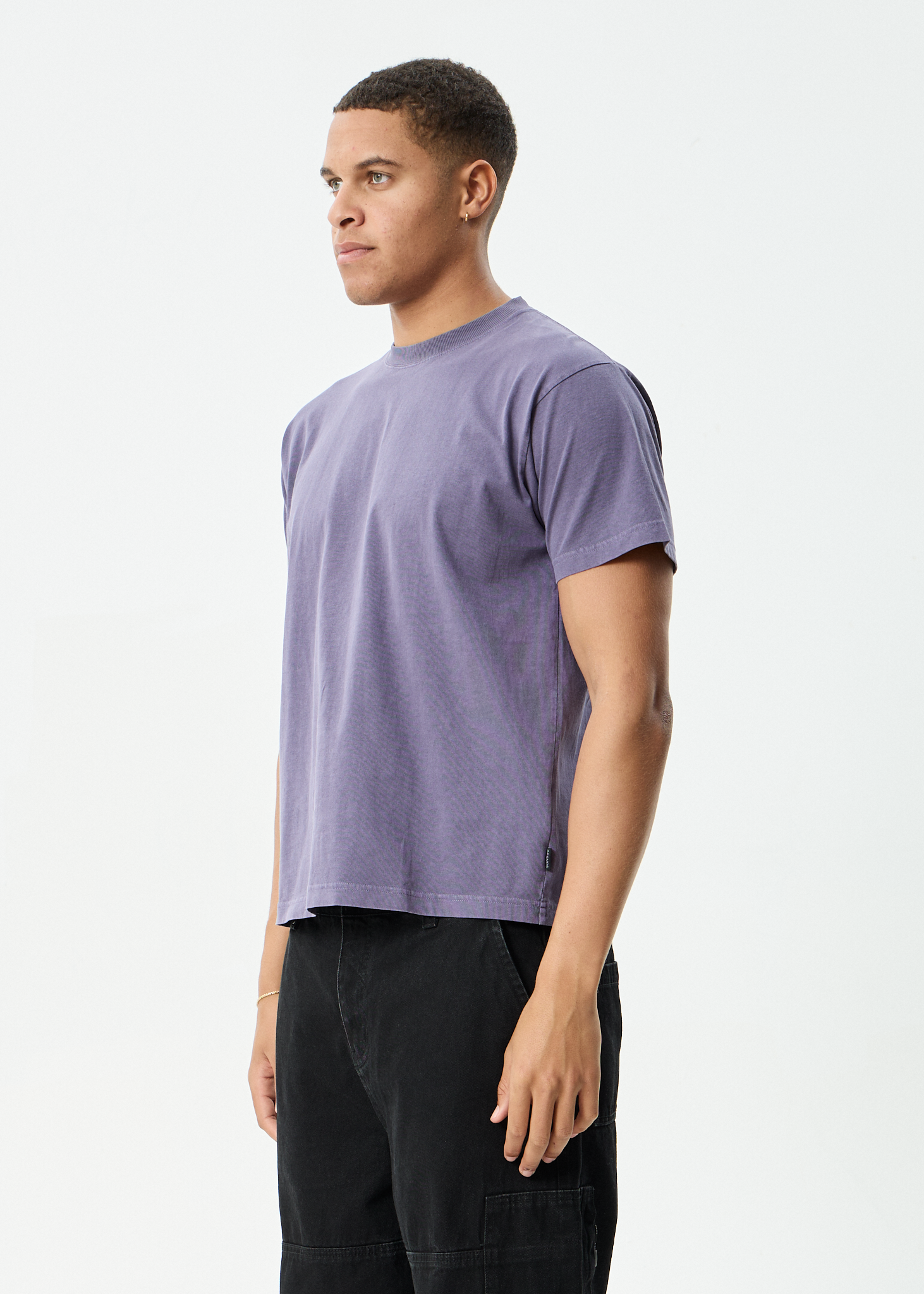 AFENDS Mens Genesis - Heavyweight Boxy Tee - Vintage Aubergine