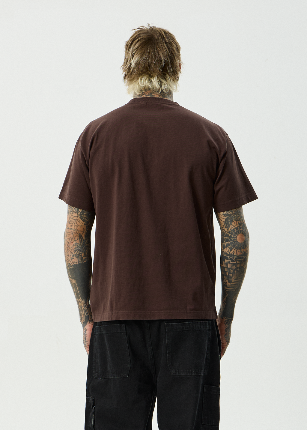 AFENDS Mens Genesis - Heavyweight Recycled Boxy Fit Tee - Washed Coffee