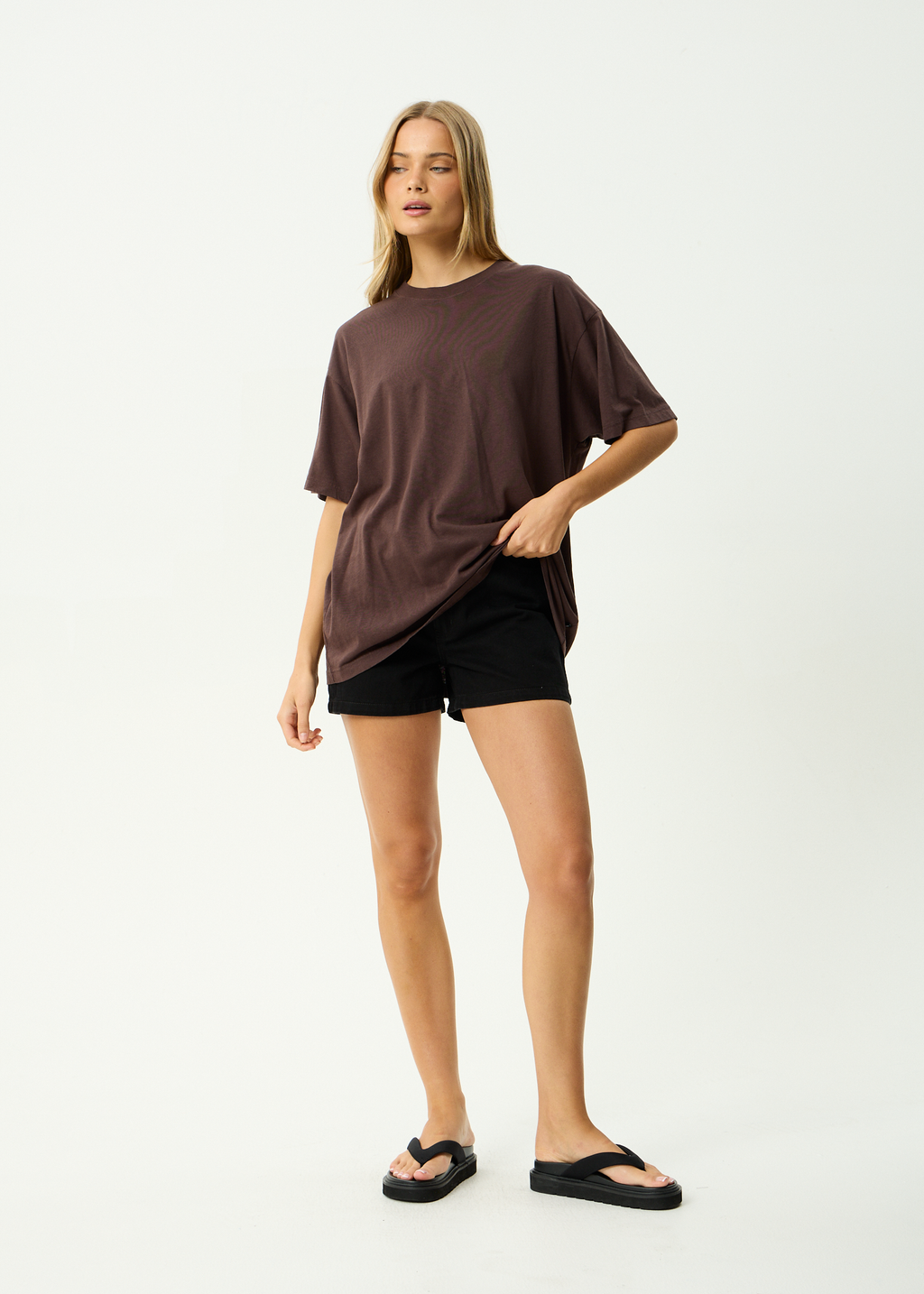 AFENDS Mens Genesis - Heavyweight Recycled Boxy Fit Tee - Washed Coffee