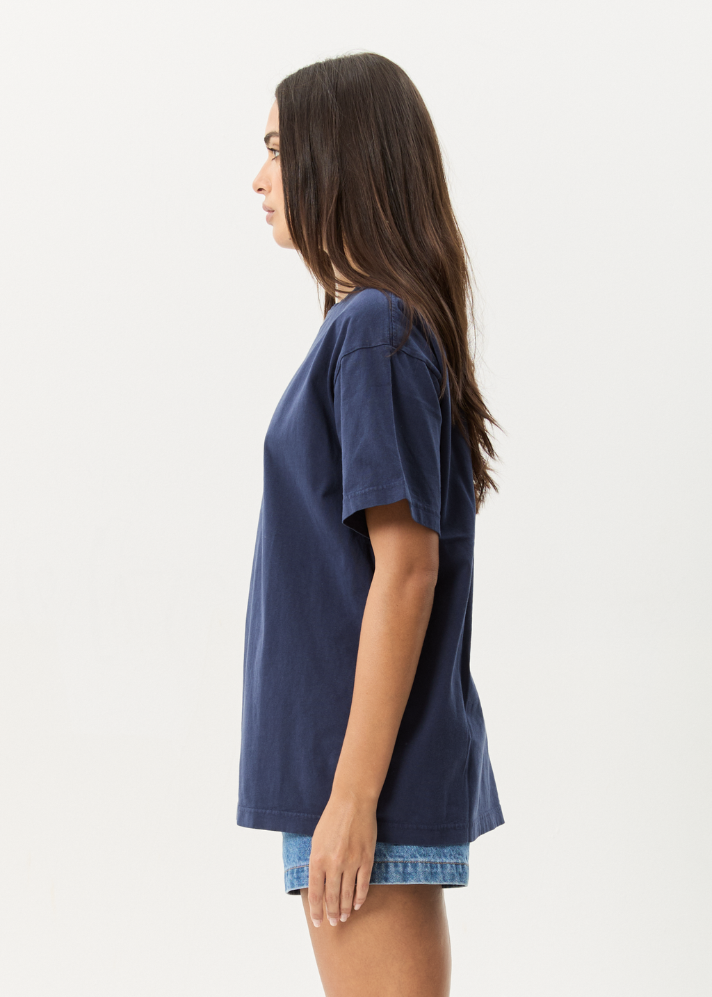 AFENDS Mens Genesis - Heavyweight Boxy Tee - Washed Deep Sea