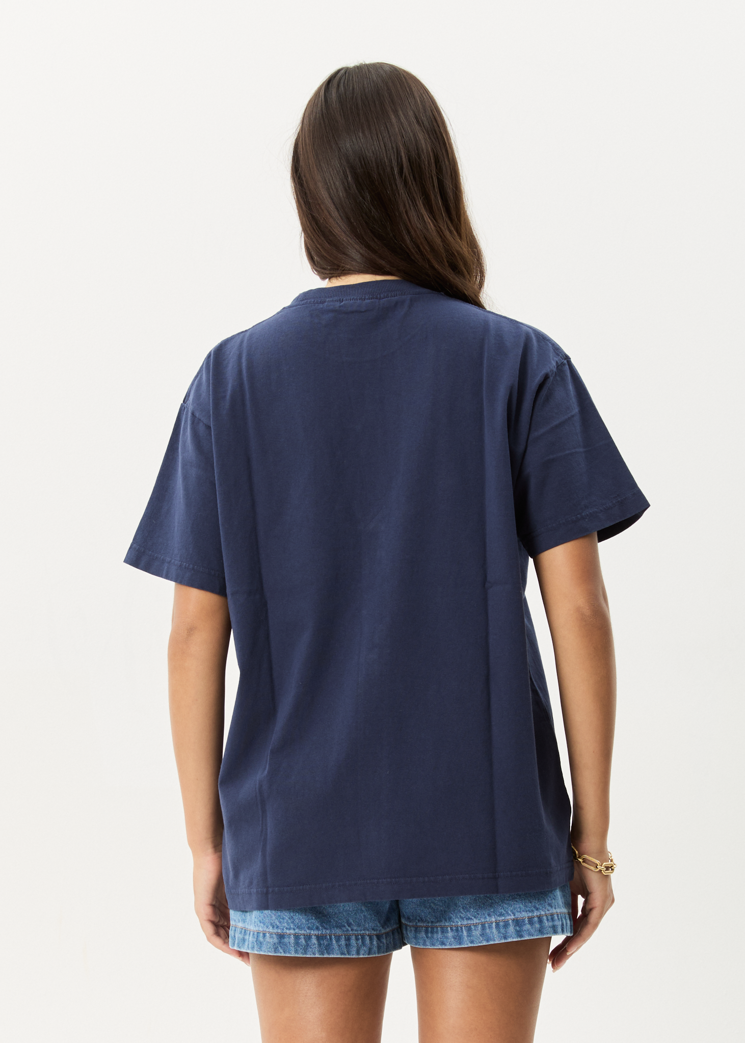 AFENDS Mens Genesis - Heavyweight Boxy Tee - Washed Deep Sea