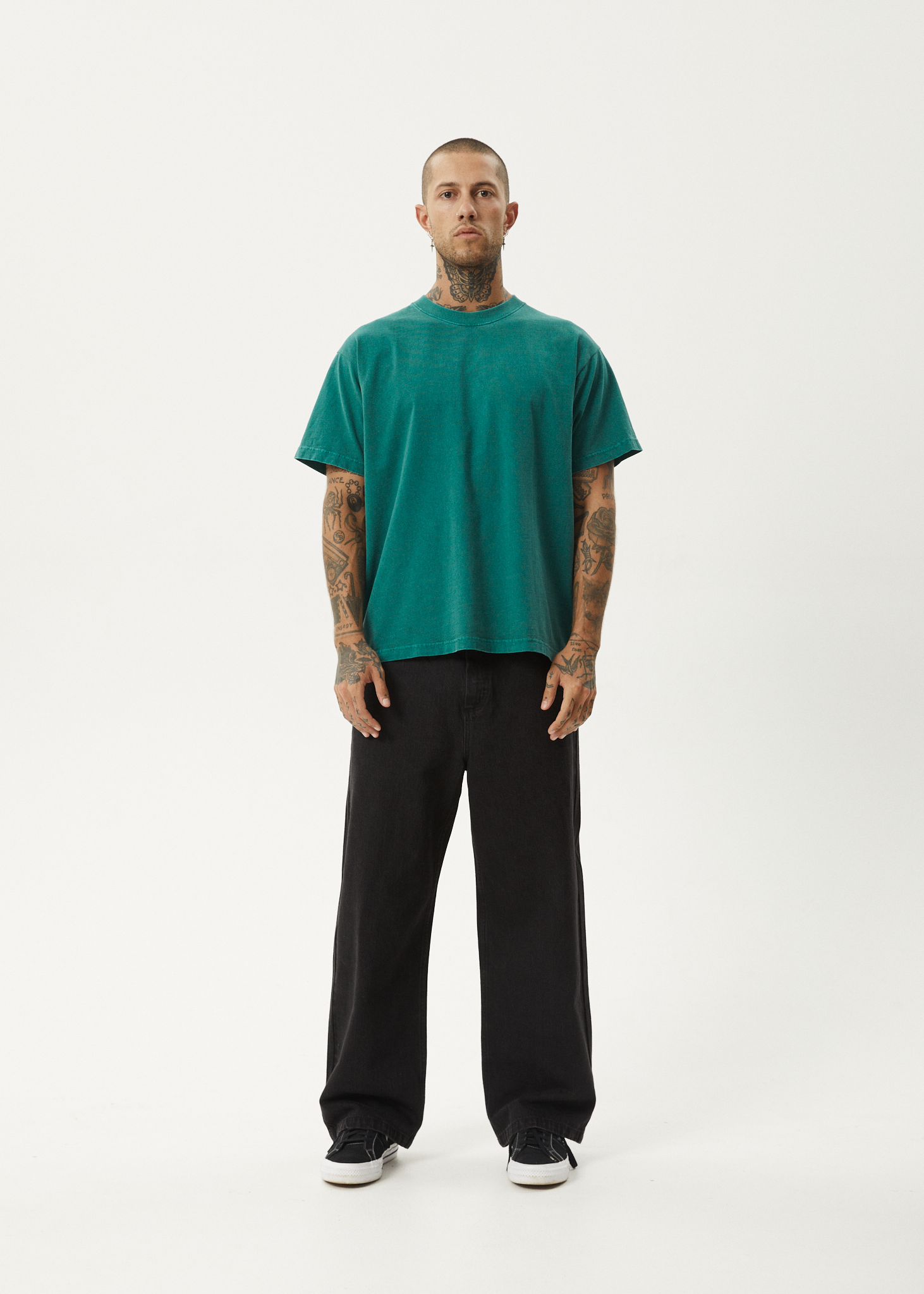 AFENDS Mens Genesis - Heavyweight Boxy Tee - Washed Pine