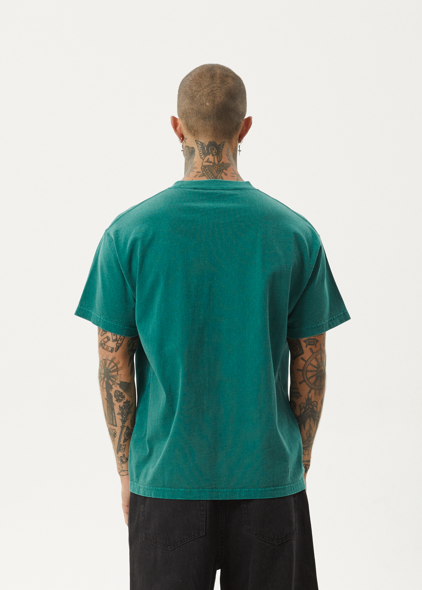 AFENDS Mens Genesis - Heavyweight Boxy Tee - Washed Pine