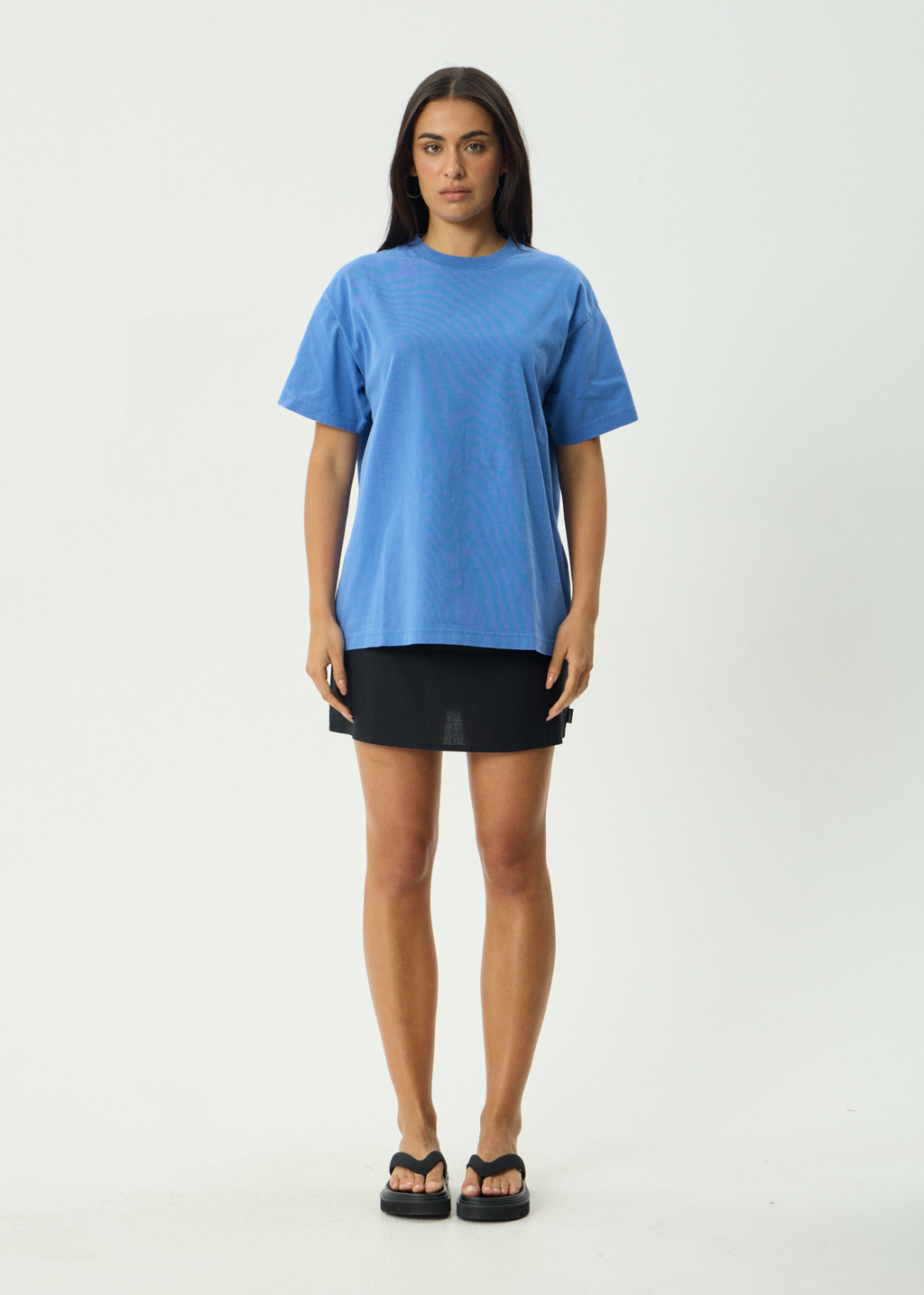AFENDS Mens Genesis - Heavyweight Boxy Tee - Washed Marina