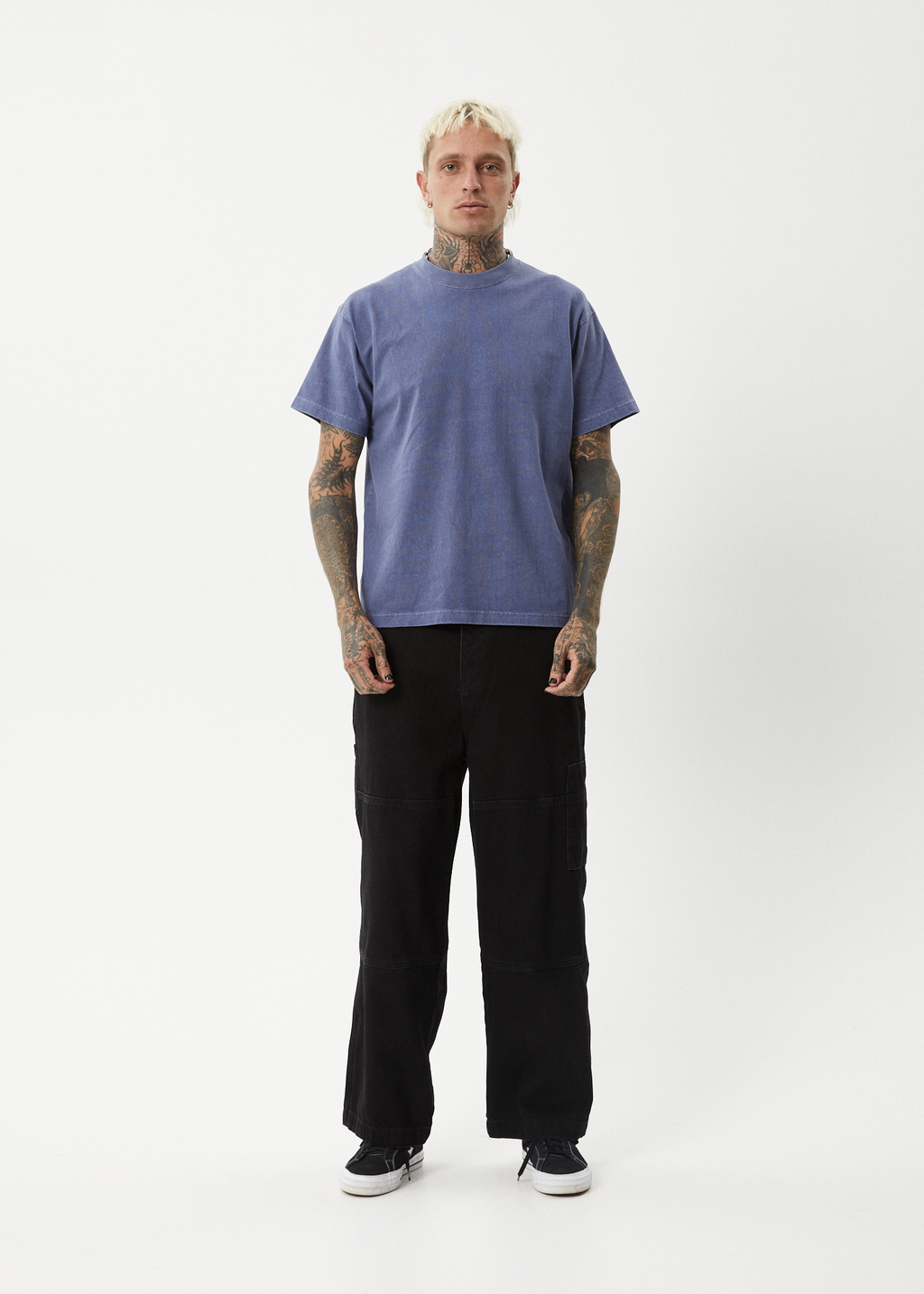 AFENDS Mens Genesis - Heavyweight Boxy Tee - Washed Marlin