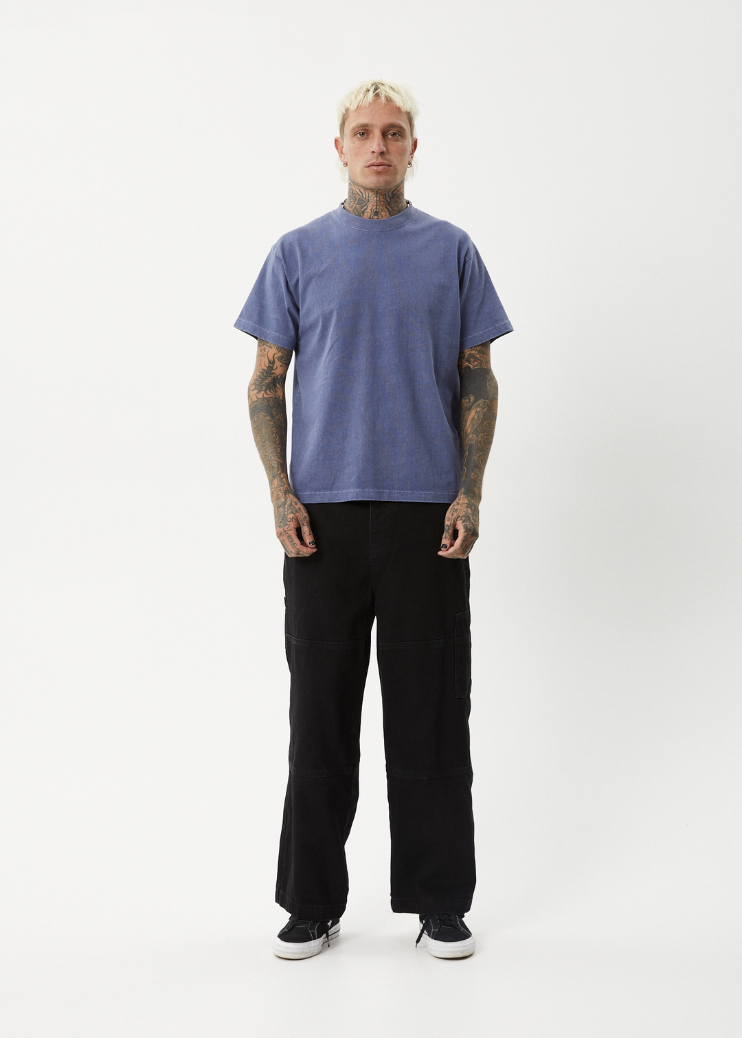 AFENDS Mens Genesis - Heavy Boxy Tee - Washed Marlin 