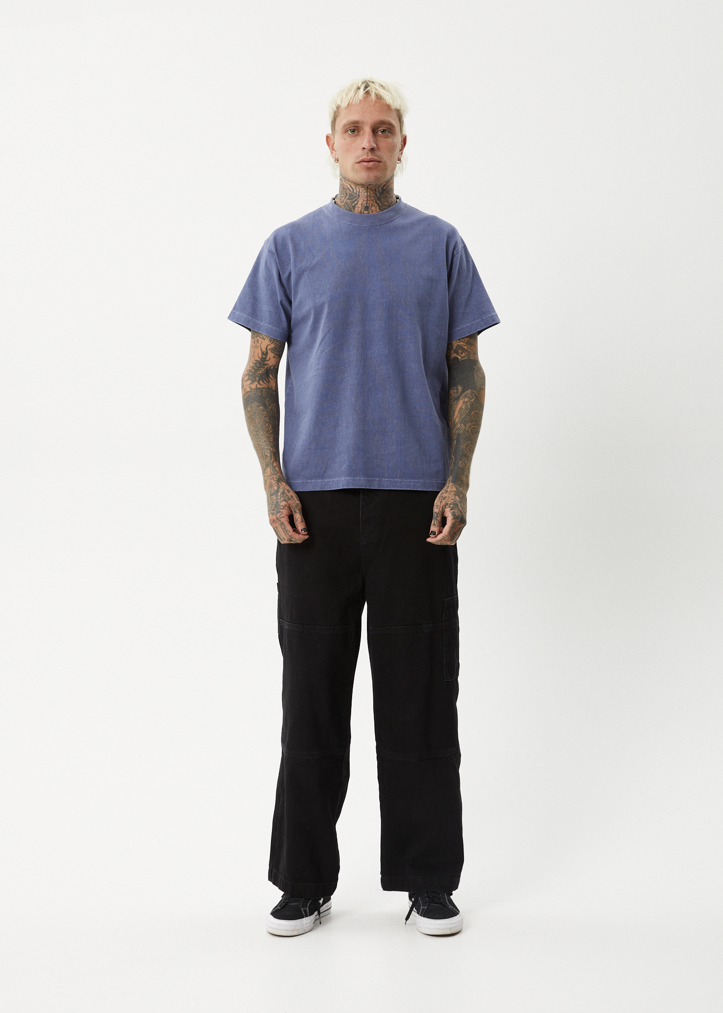 AFENDS Mens Genesis - Heavyweight Boxy Tee - Washed Marlin