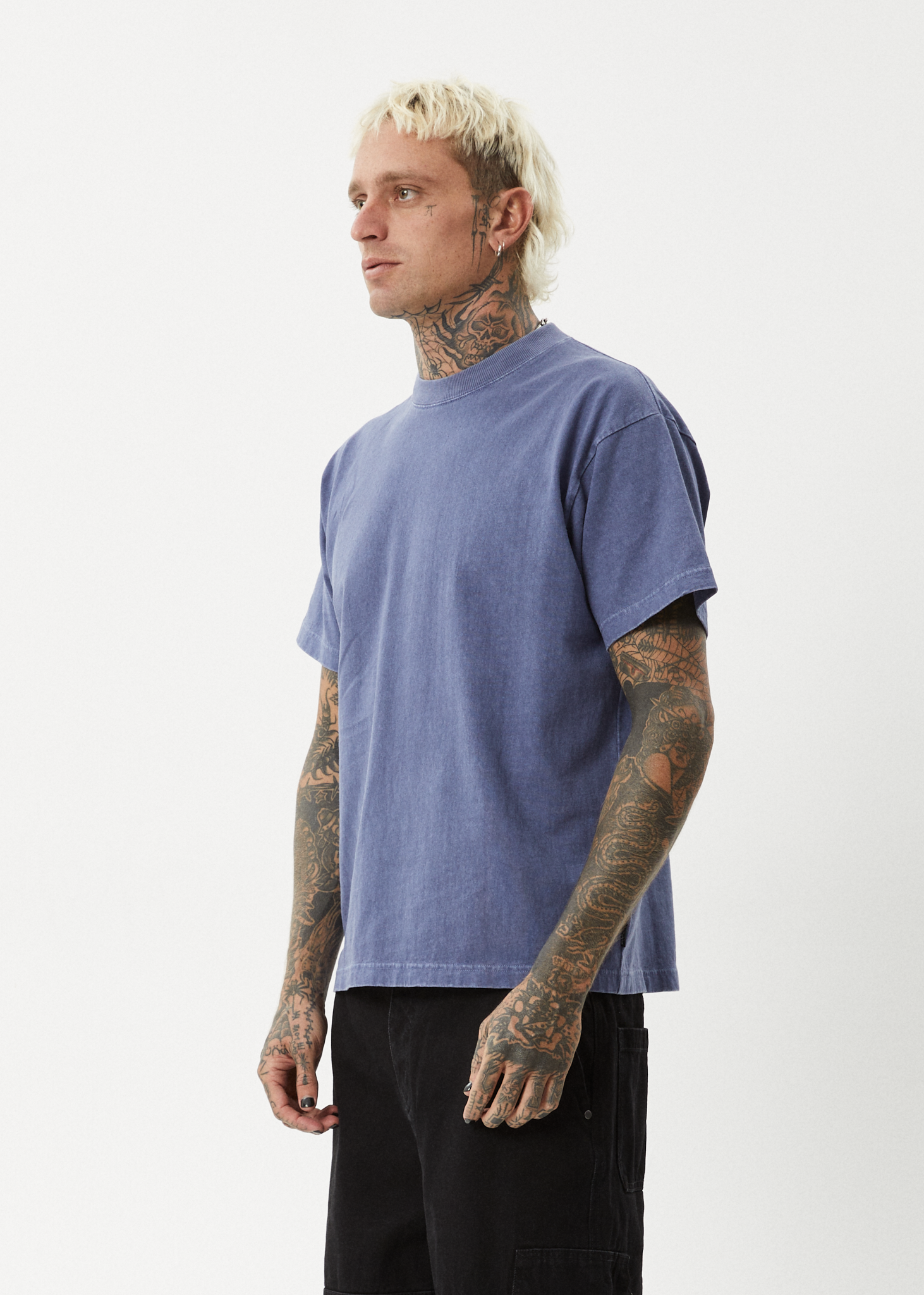 AFENDS Mens Genesis - Heavyweight Boxy Tee - Washed Marlin