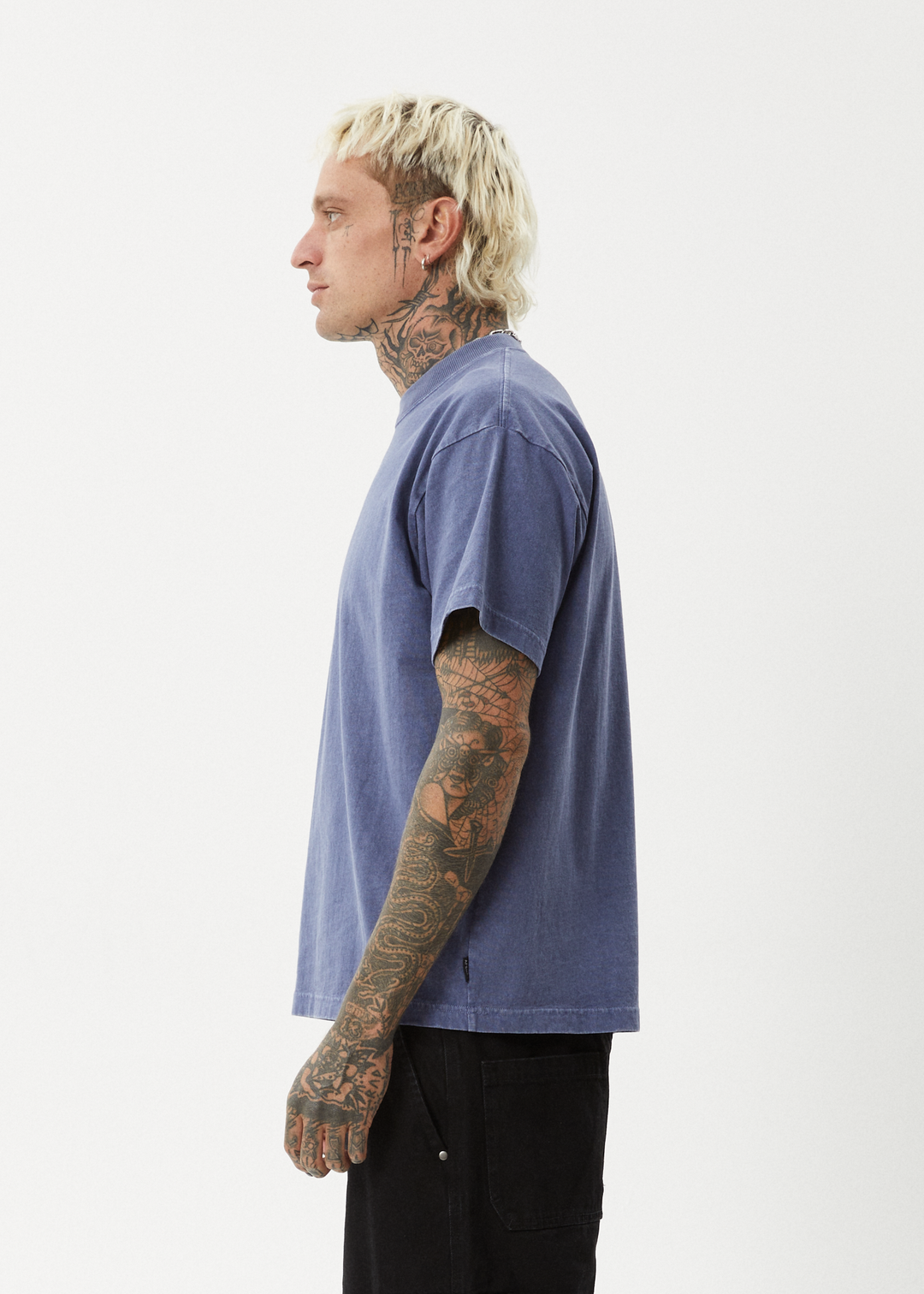 AFENDS Mens Genesis - Heavy Boxy Tee - Washed Marlin 