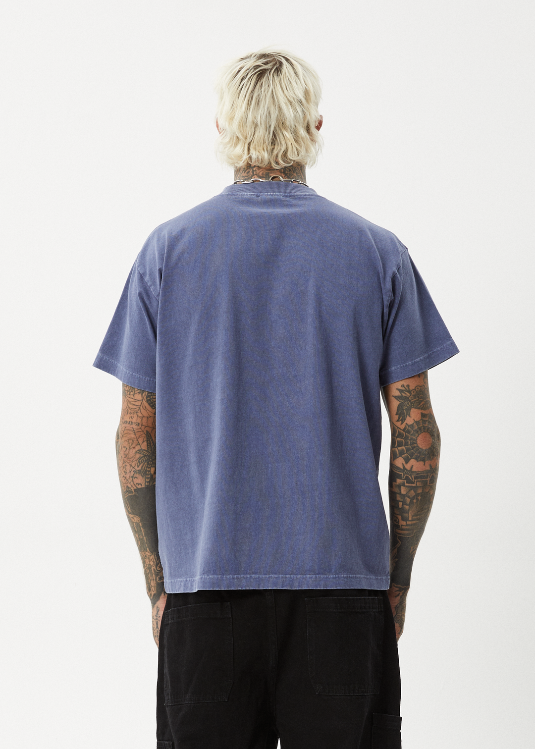 AFENDS Mens Genesis - Heavy Boxy Tee - Washed Marlin 