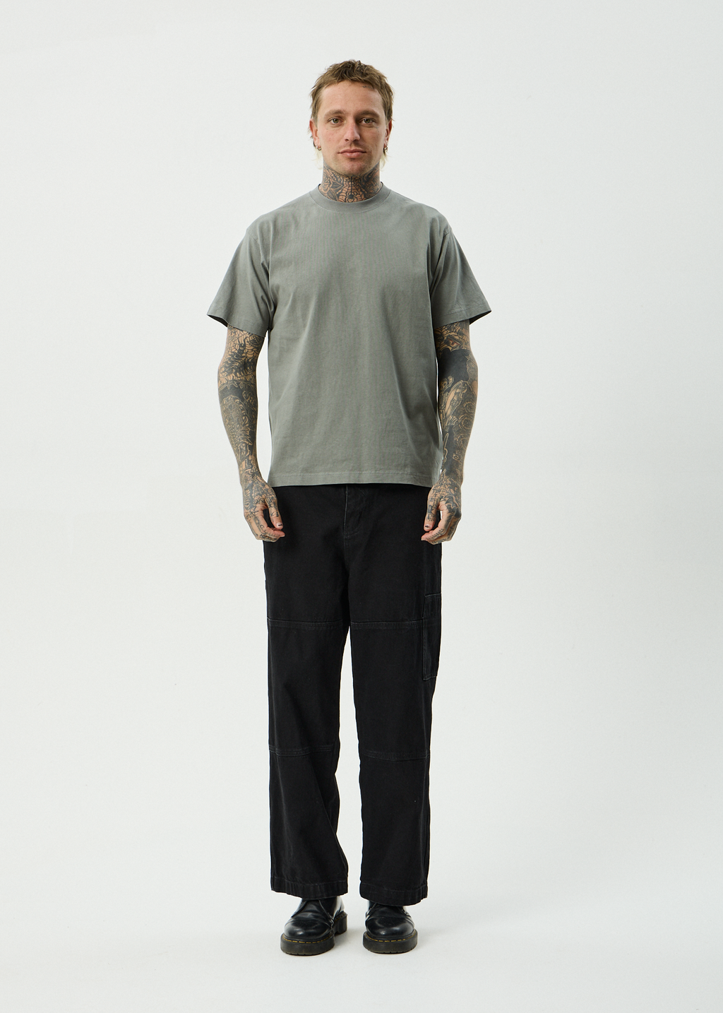 AFENDS Mens Genesis - Heavyweight Recycled Boxy Tee - Washed Sycamore