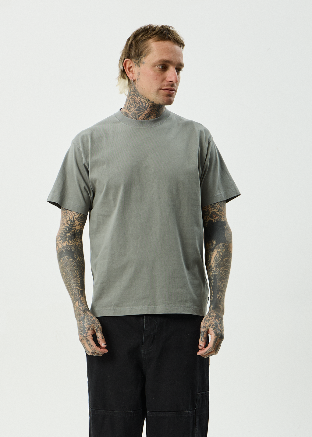 AFENDS Mens Genesis - Heavyweight Recycled Boxy Tee - Washed Sycamore