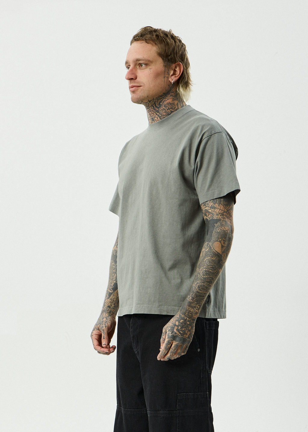 AFENDS Mens Genesis - Heavyweight Recycled Boxy Tee - Washed Sycamore