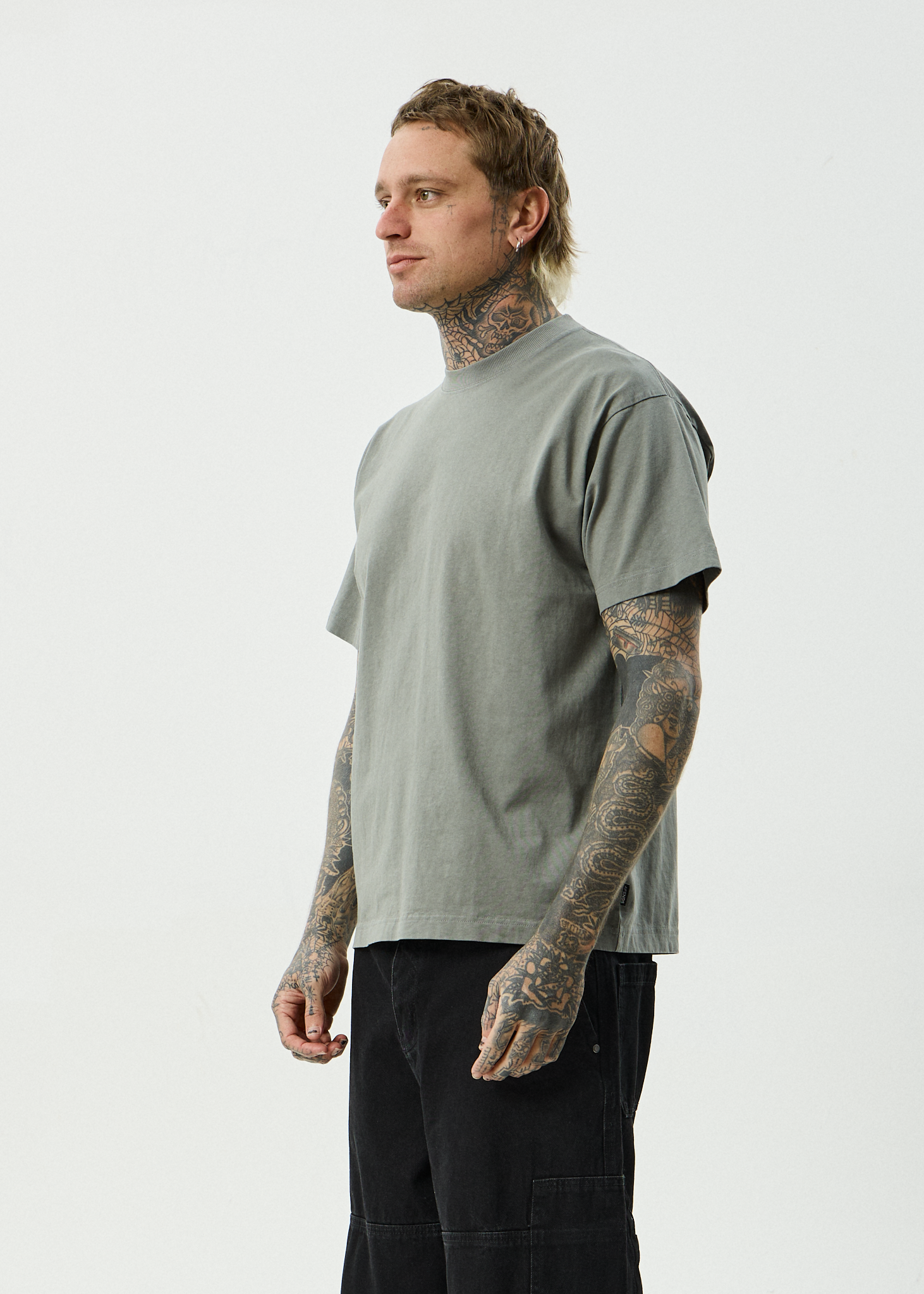 AFENDS Mens Genesis - Heavyweight Recycled Boxy Tee - Washed Sycamore