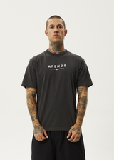 Afends Mens Thrown Out - Retro Fit Tee - Black / White - Afends mens thrown out   retro fit tee   black / white 