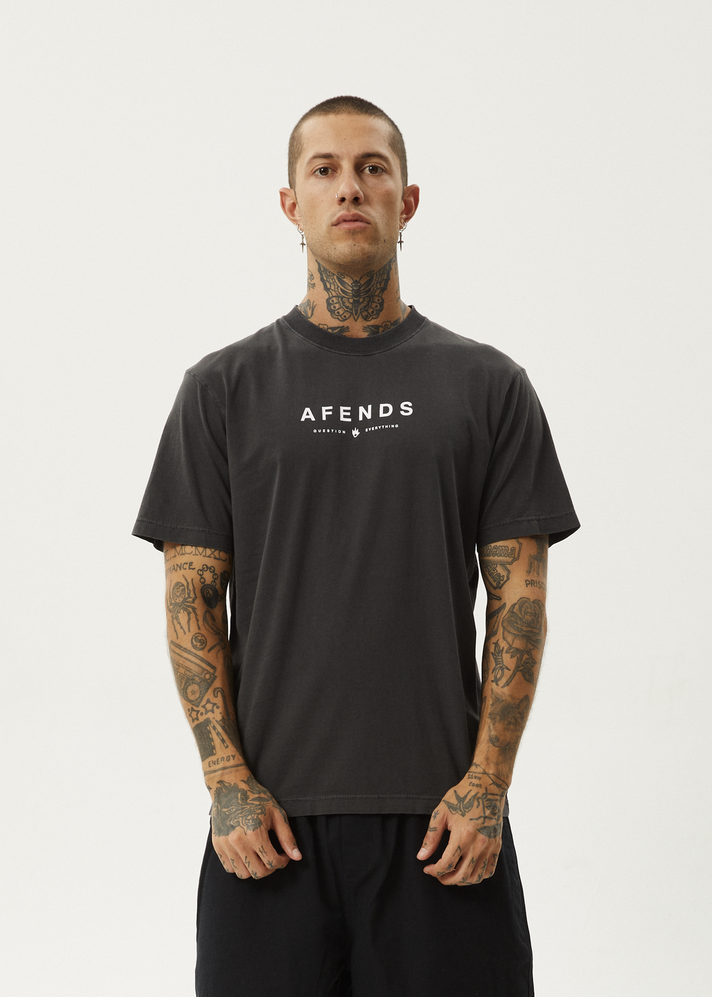 AFENDS Mens Thrown Out - Retro Tee - Black / White