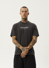 AFENDS Mens Thrown Out - Retro Fit Tee - Black / White - Afends mens thrown out   retro fit tee   black / white 