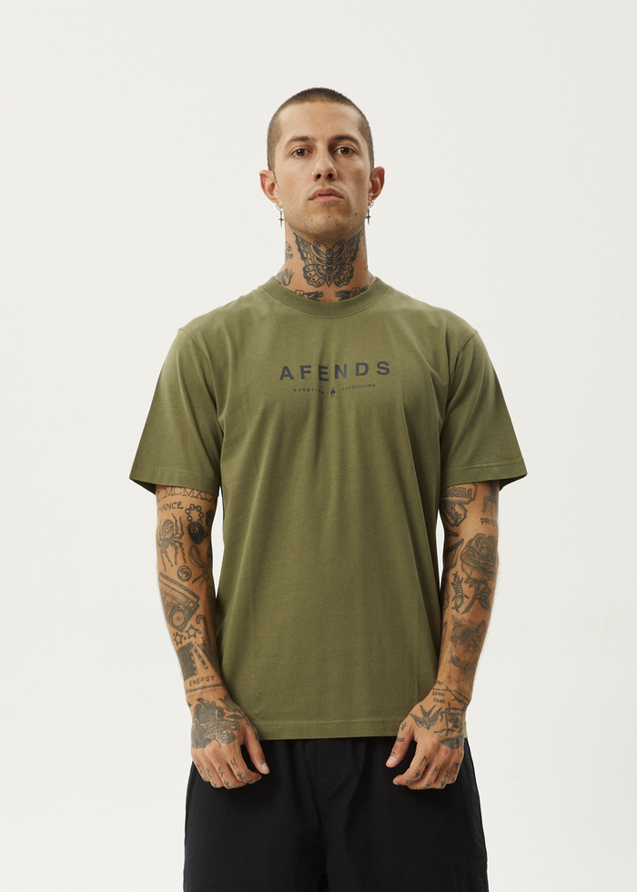Afends Mens Thrown Out - Retro Fit Tee - Military 