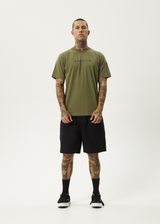 Afends Mens Thrown Out - Retro Fit Tee - Military - Afends mens thrown out   retro fit tee   military 