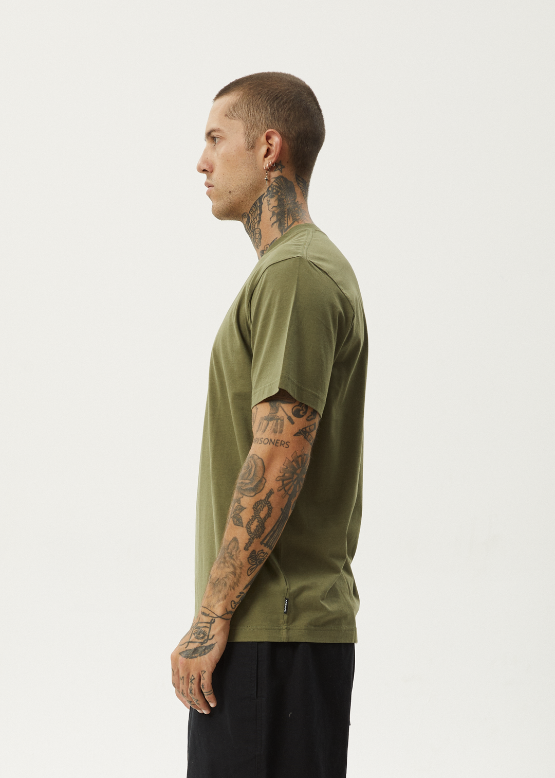 AFENDS Mens Thrown Out - Retro Fit Tee - Military 