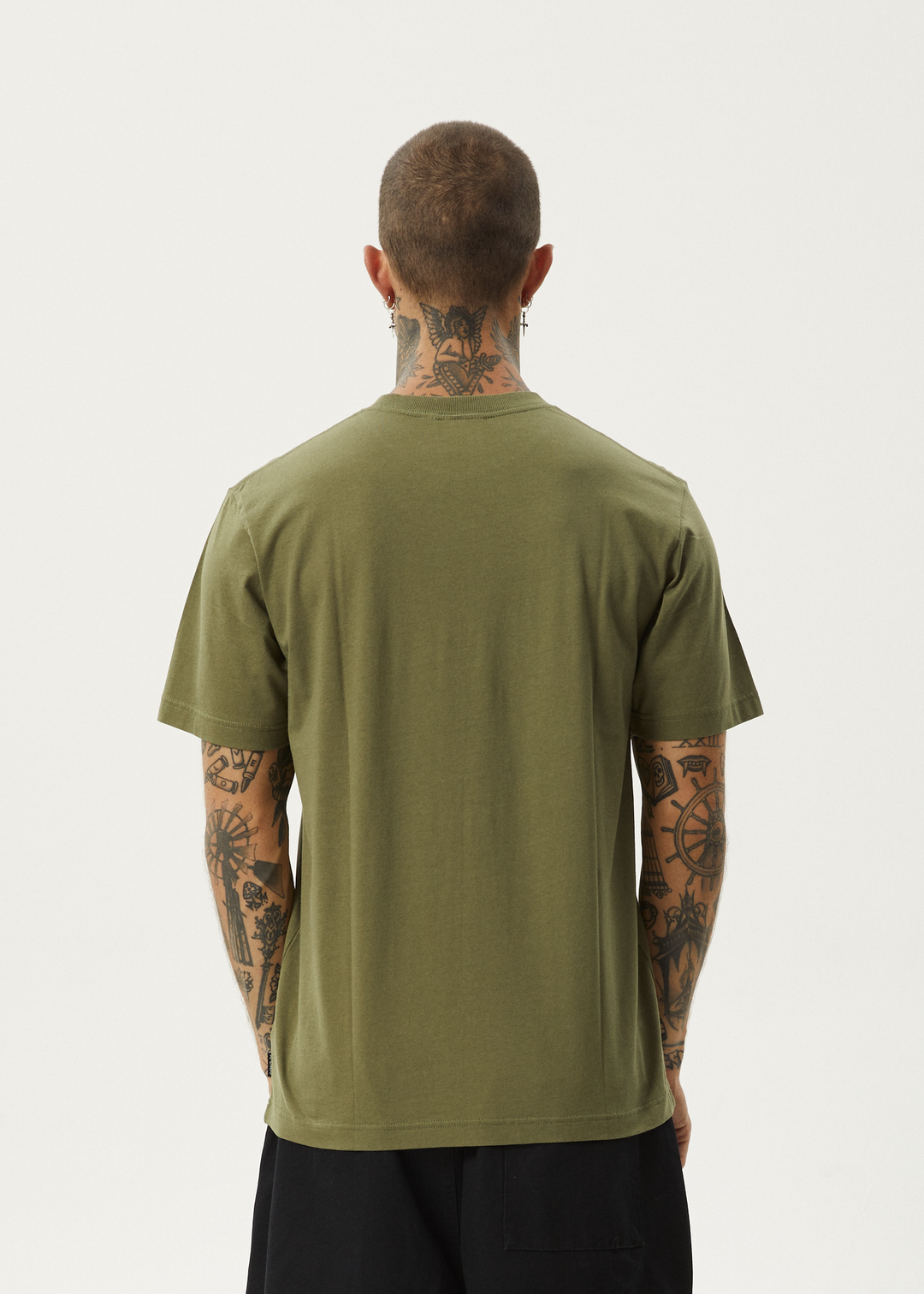 AFENDS Mens Thrown Out - Retro Fit Tee - Military 