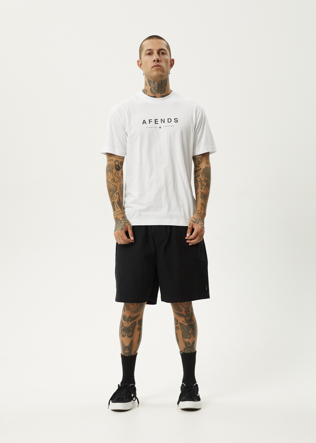 AFENDS Mens Thrown Out - Retro Fit Tee - White / Black 