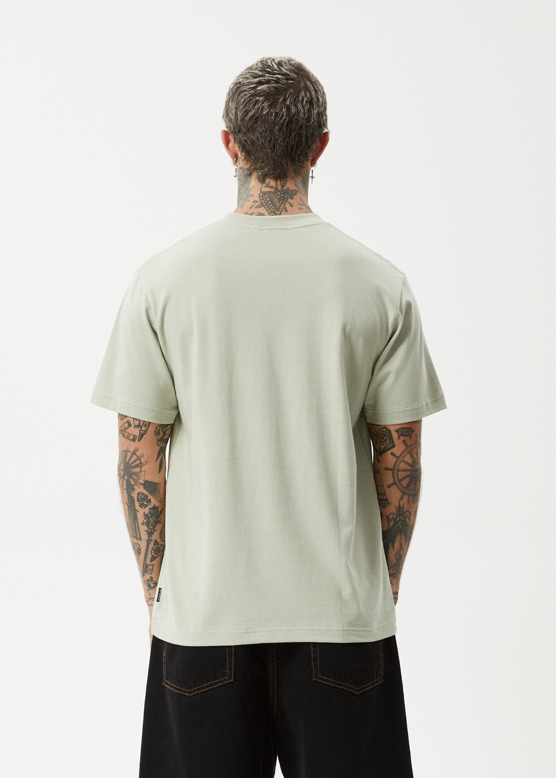 AFENDS Mens Vinyl - Retro Fit Tee - Eucalyptus 