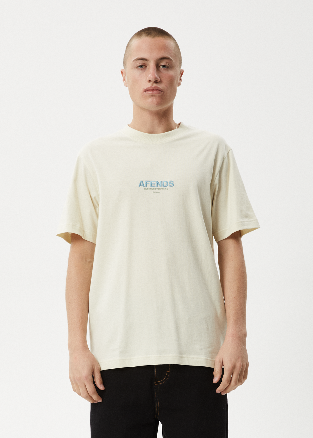 AFENDS Mens Vinyl - Retro Fit Tee - Limestone