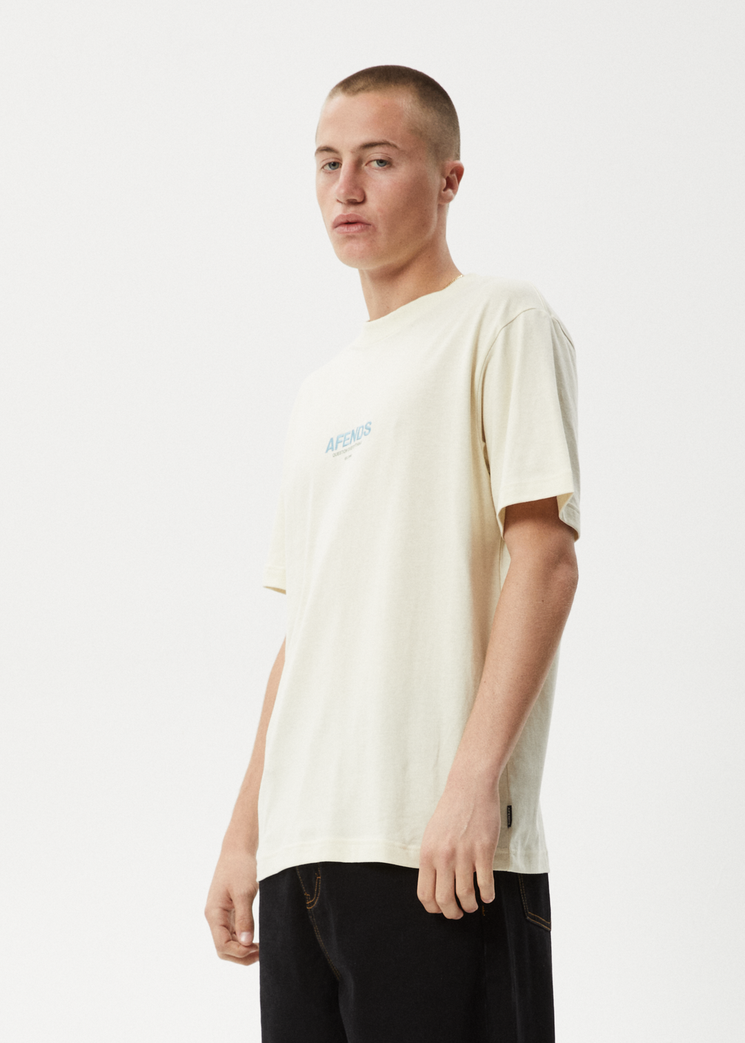 AFENDS Mens Vinyl - Retro Fit Tee - Limestone