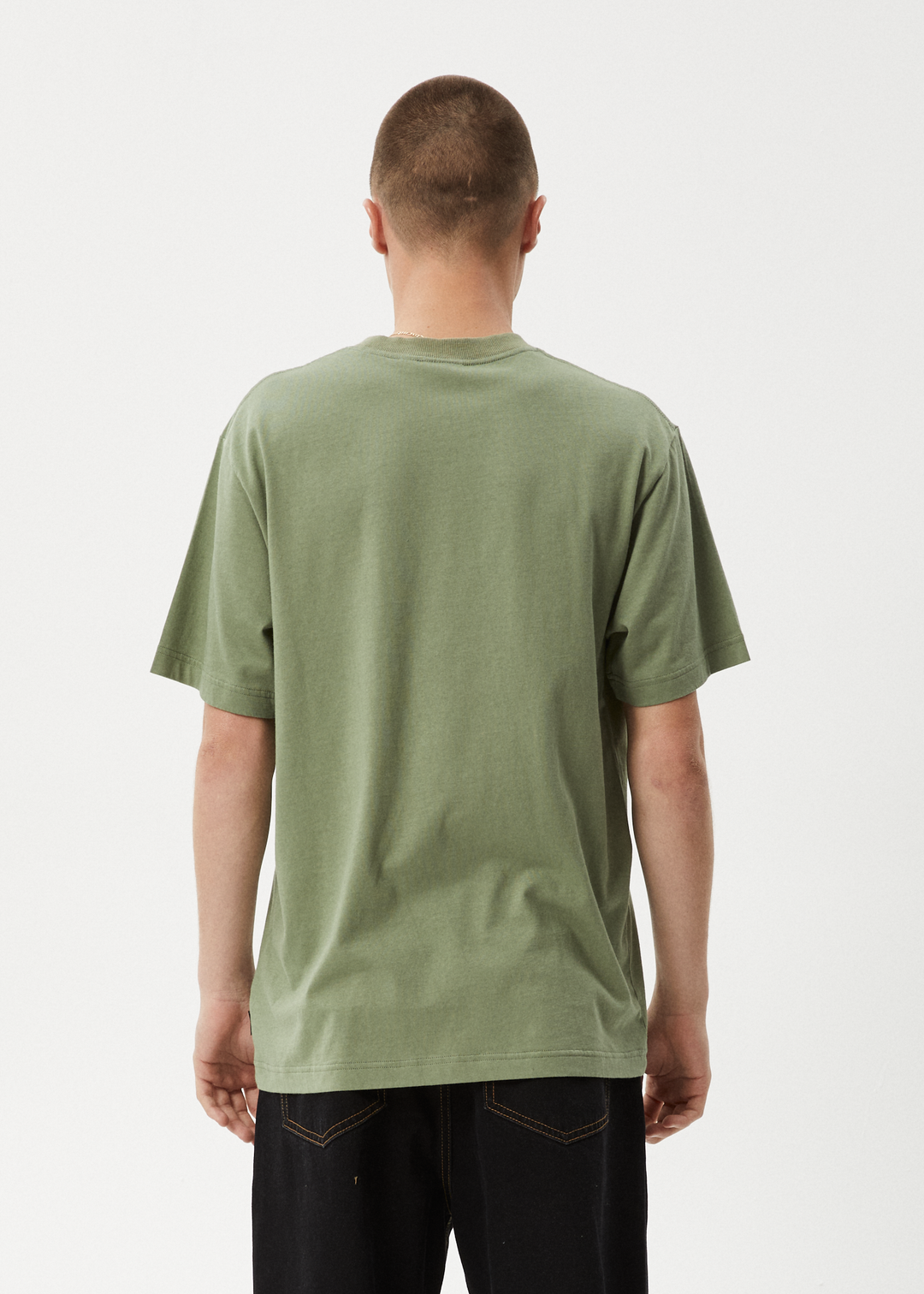 AFENDS Mens Vinyl - Retro Fit Tee - Oil Green