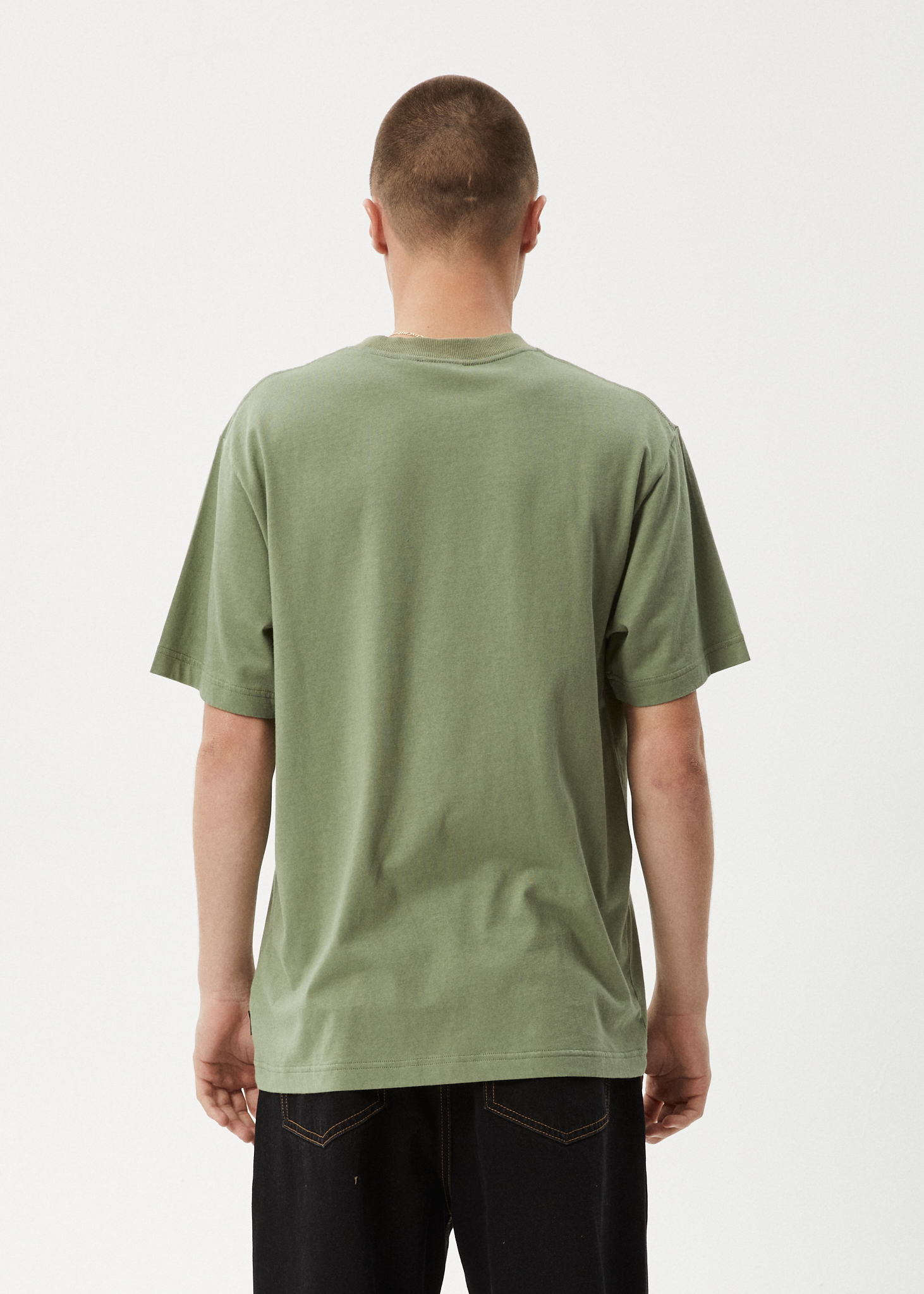 AFENDS Mens Vinyl - Retro Tee - Oil Green