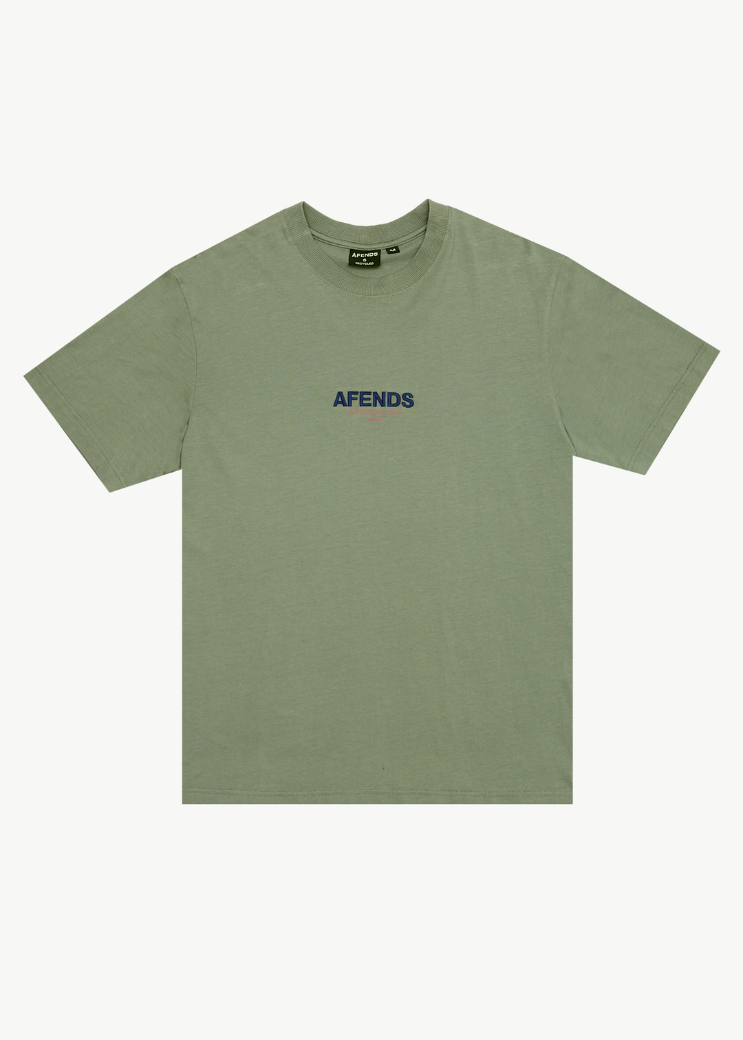 AFENDS Mens Vinyl - Retro Fit Tee - Oil Green