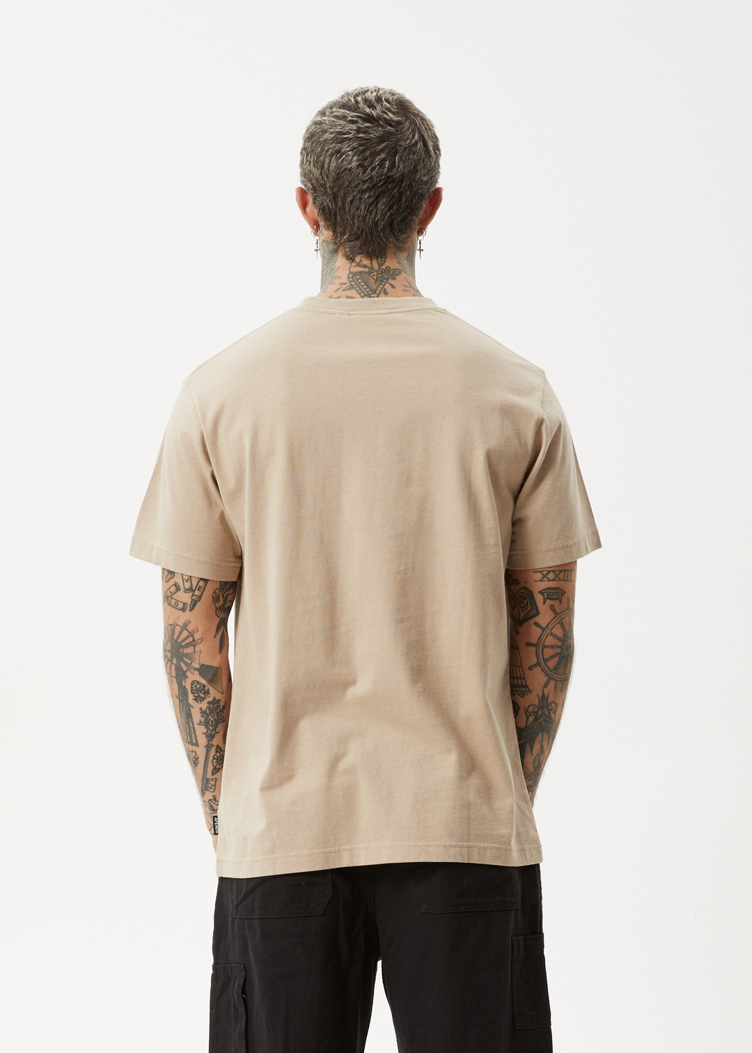 AFENDS Mens Vinyl - Retro Fit Tee - Taupe 