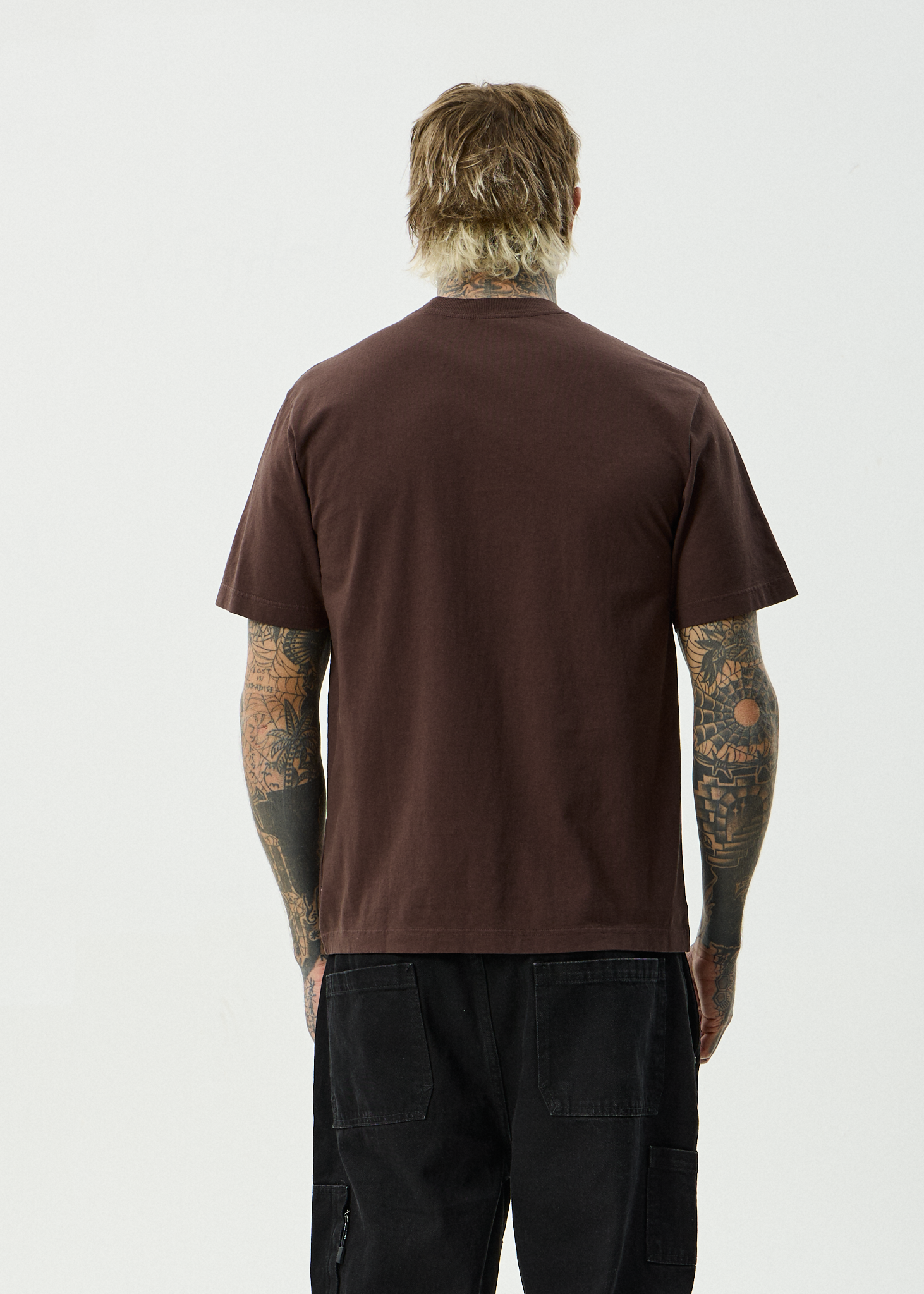 AFENDS Mens Vinyl - Recycled Retro Fit Tee - Washed Coffee