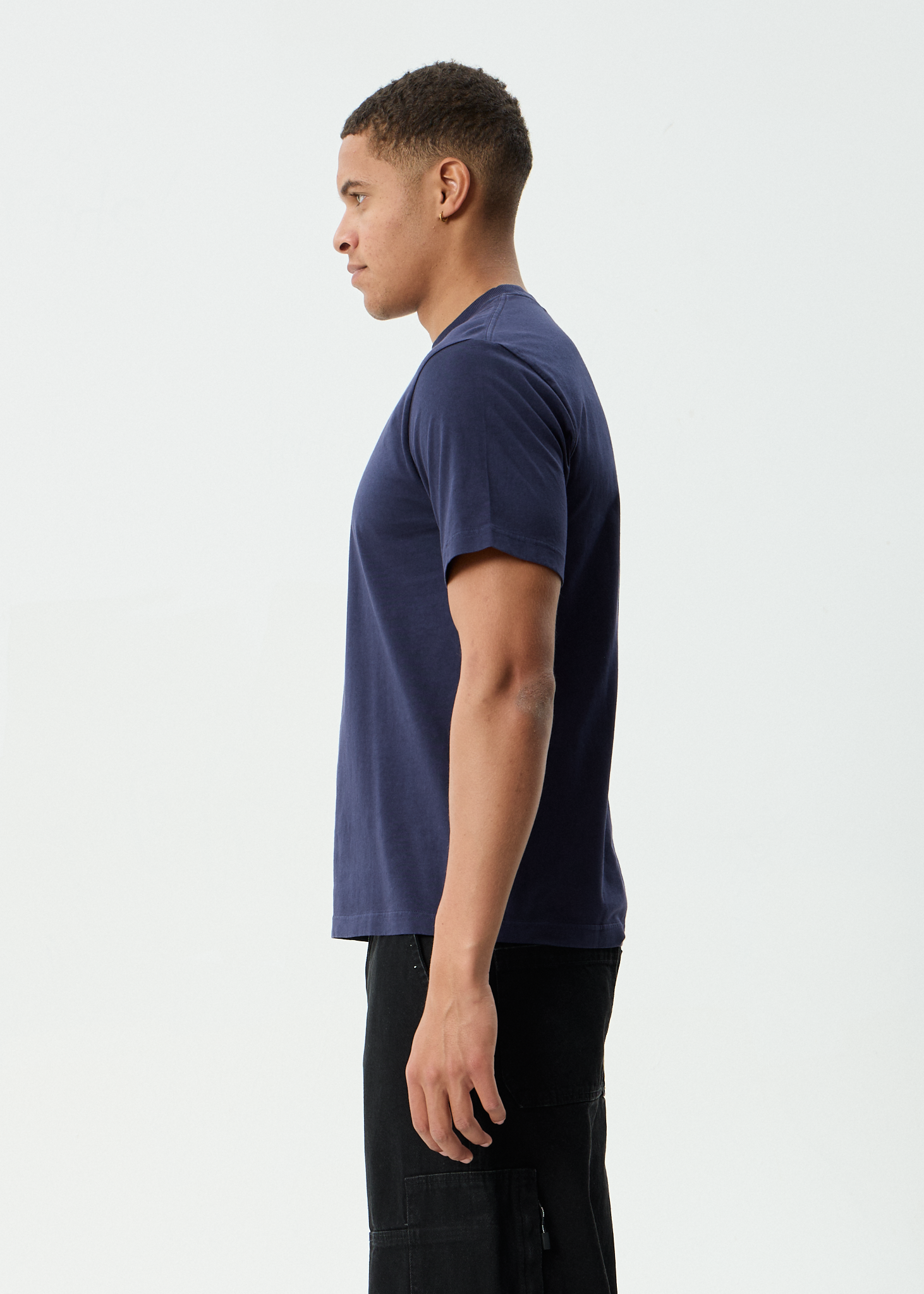 AFENDS Mens Vinyl - Retro Tee - Washed Deep Sea