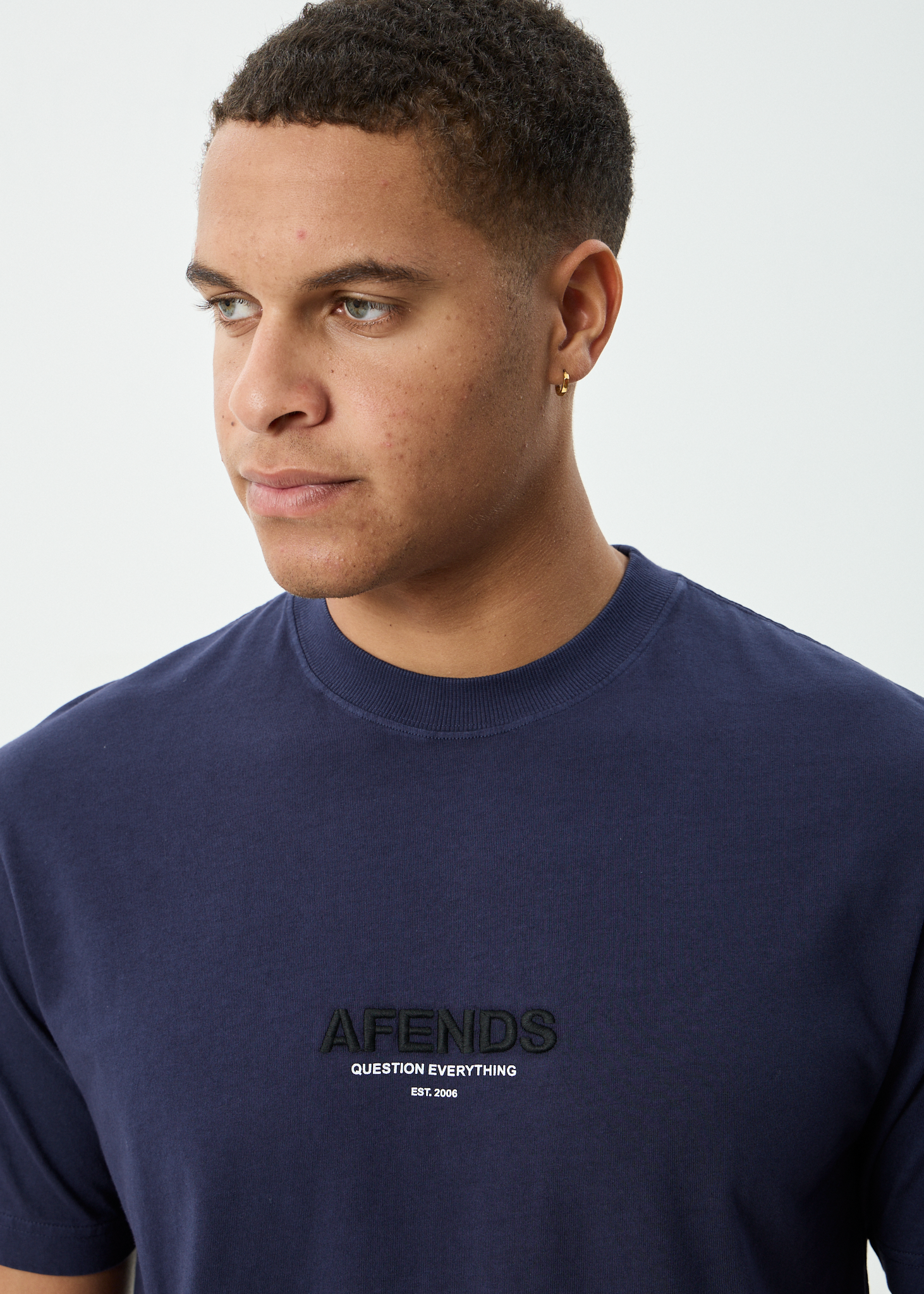 AFENDS Mens Vinyl - Retro Tee - Washed Deep Sea