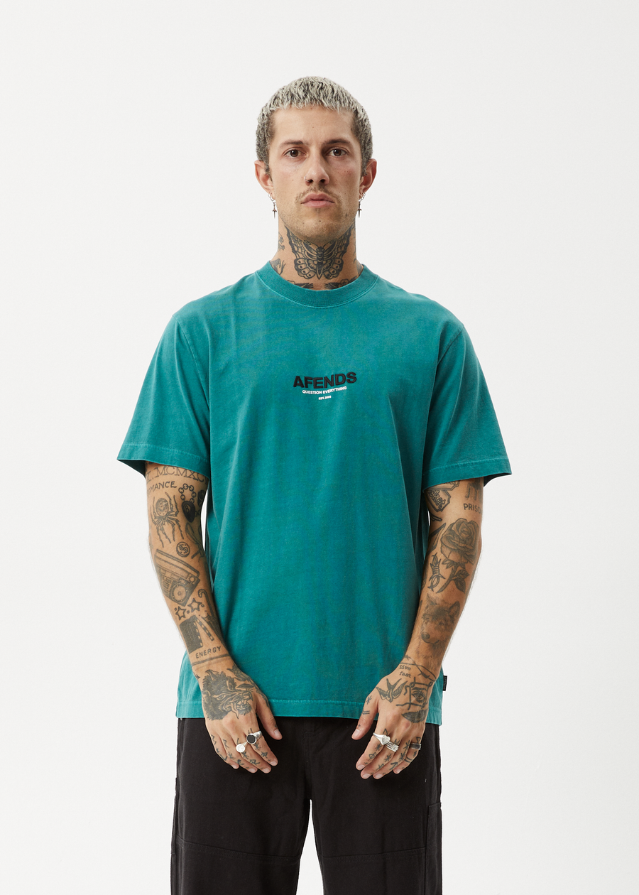 AFENDS Mens Vinyl - Retro Fit Tee - Washed Pine - Afends AU.