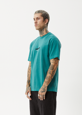 Afends Mens Vinyl - Recycled Retro T-Shirt - Washed Pine - Afends mens vinyl   recycled retro t shirt   washed pine