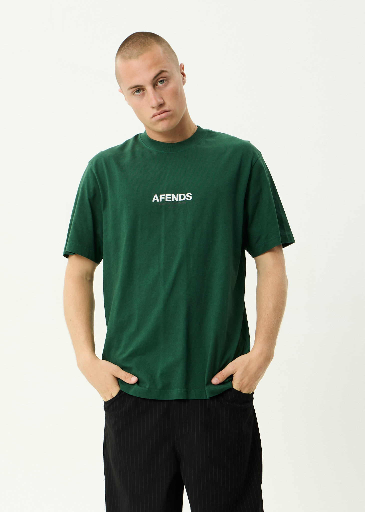 AFENDS Mens Vinyl - Retro Tee - Washed Pine