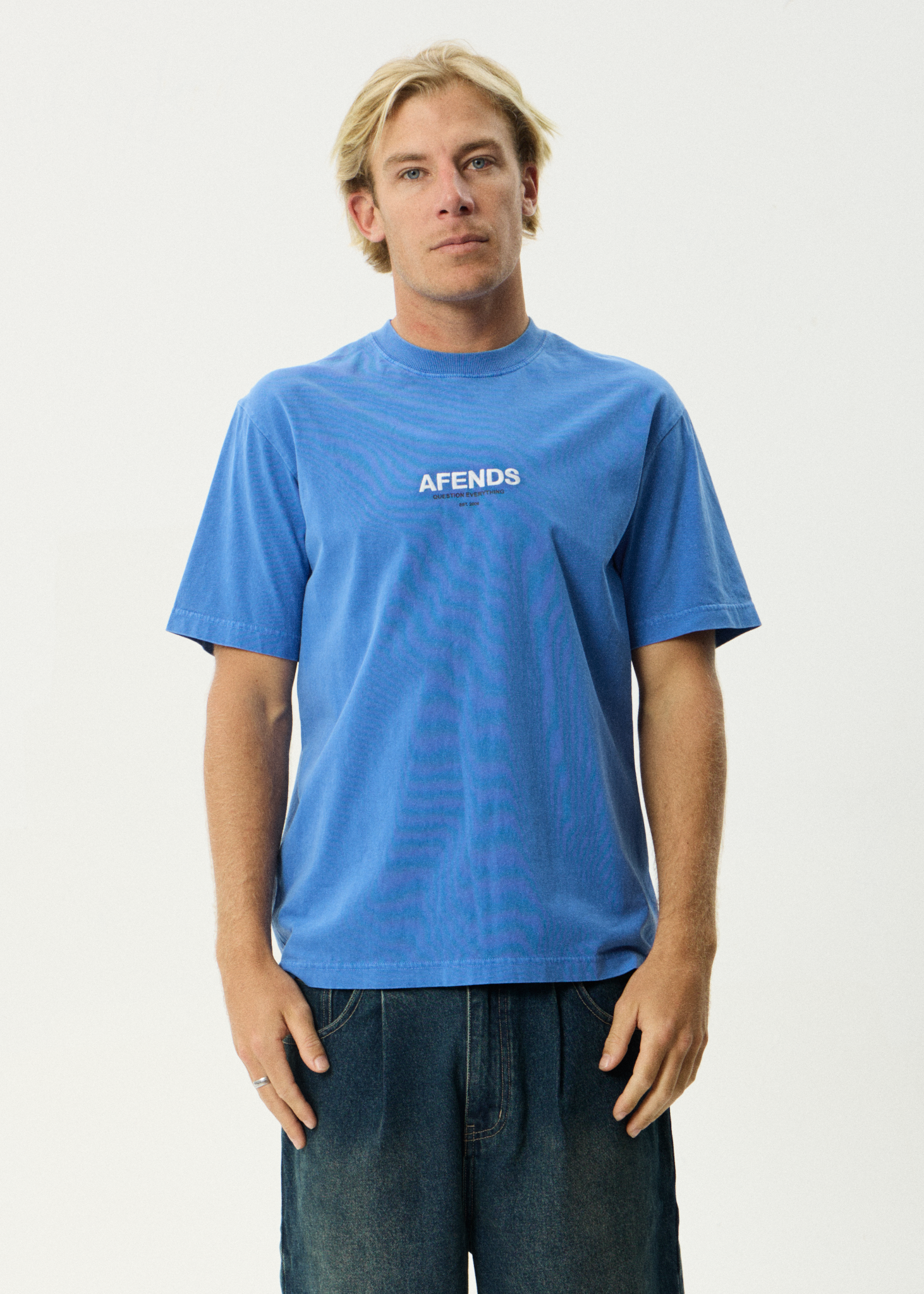 AFENDS Mens Vinyl - Retro Tee - Washed Marina
