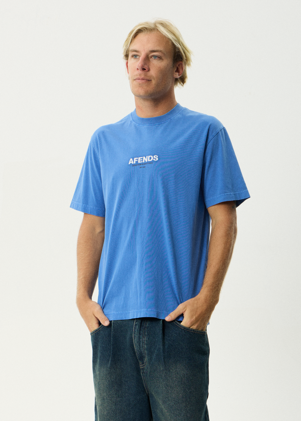 AFENDS Mens Vinyl - Retro Tee - Washed Marina