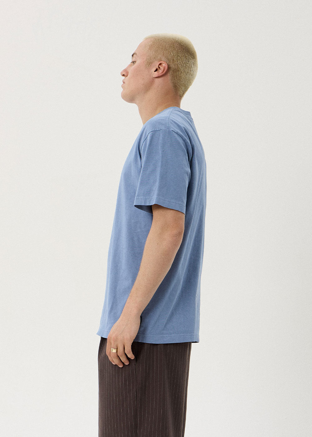 AFENDS Mens Vinyl - Retro Tee - Washed Slate Blue