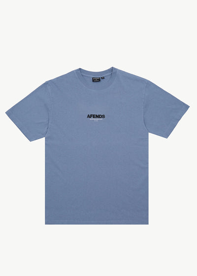 AFENDS Mens Vinyl - Retro Tee - Washed Slate Blue